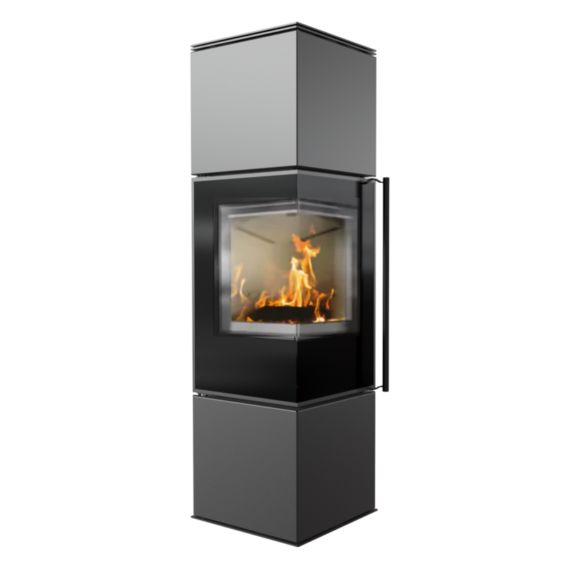 Vedeldad kamin som skapar mysig atmosfär i hemmet